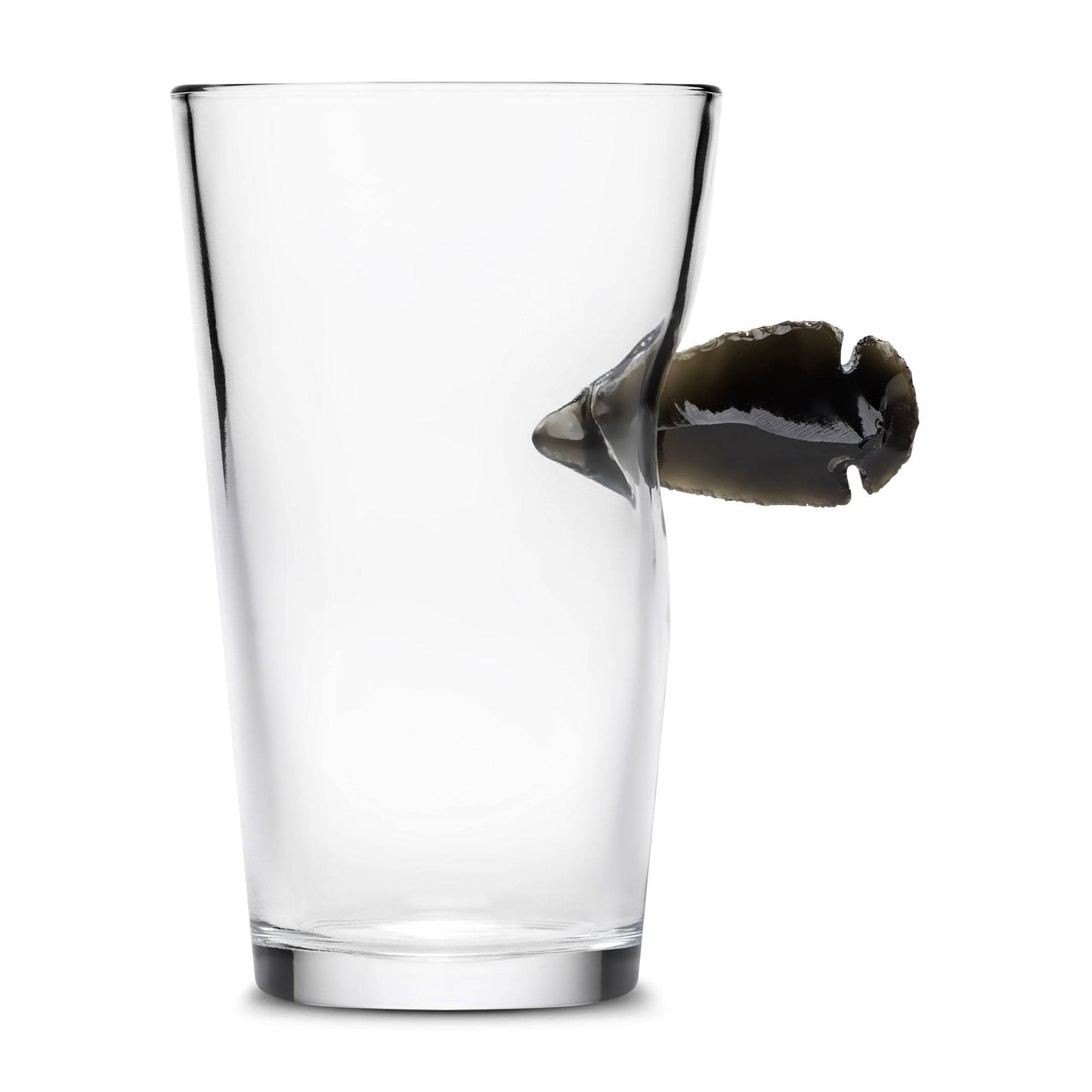 Custom Etched Obsidian Arrowhead Beer Glass, 16 Ounce Integrity Bottles