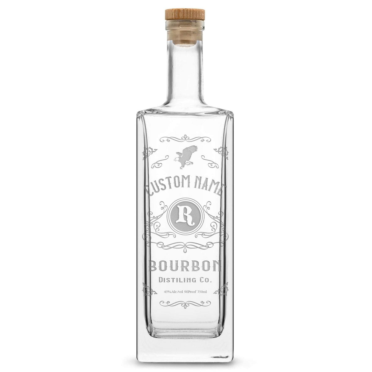 Integrity Bottles, Freedom Bourbon, Premium Refillable Liberty Hand Etched Gifts, Sand Carved, 750ml, Laser Etched or Hand Etched