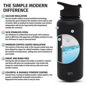 Default Title Premium Stainless Steel Water Bottle, Hibiscus Design, Extra Lid, 22oz (Midnight Black) Integrity Bottles