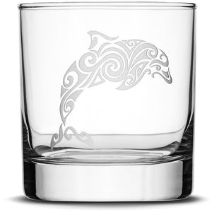 Dolphin Choose your Whiskey Glass with Tribal Sea Animals by Integrity Bottles