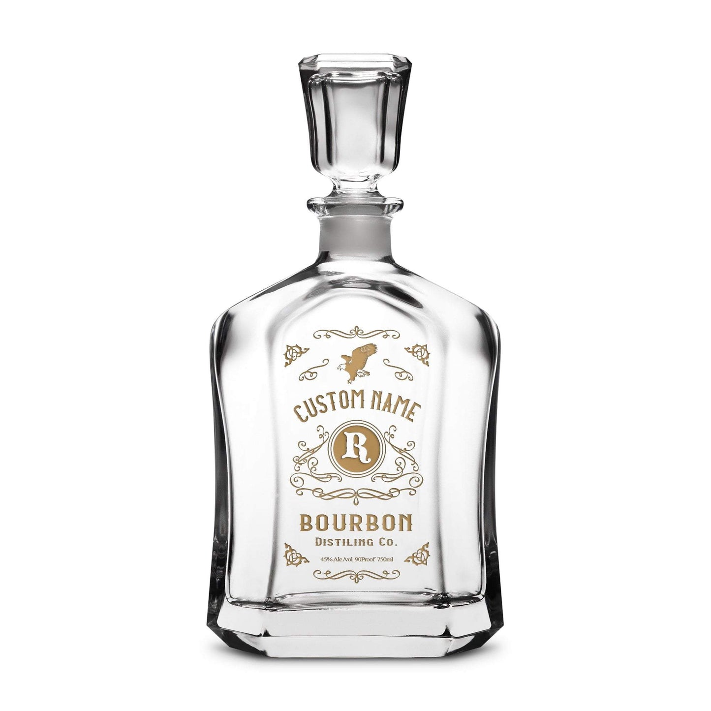 Integrity Bottles, Customizable Freedom Bourbon, Premium Refillable Capital Style Liquor Decanter, Handmade, Handblown, Hand Etched Gifts, Sand Carved, 750ml, Laser Etched or Hand Etched