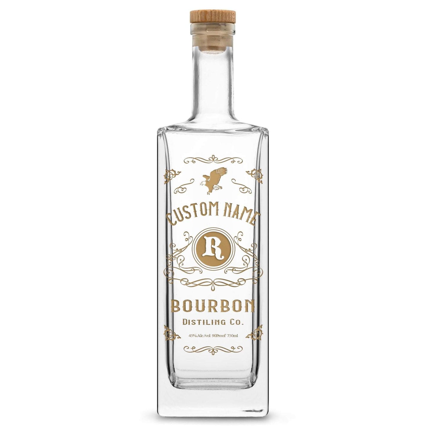 Integrity Bottles, Freedom Bourbon, Premium Refillable Liberty Hand Etched Gifts, Sand Carved, 750ml, Laser Etched or Hand Etched