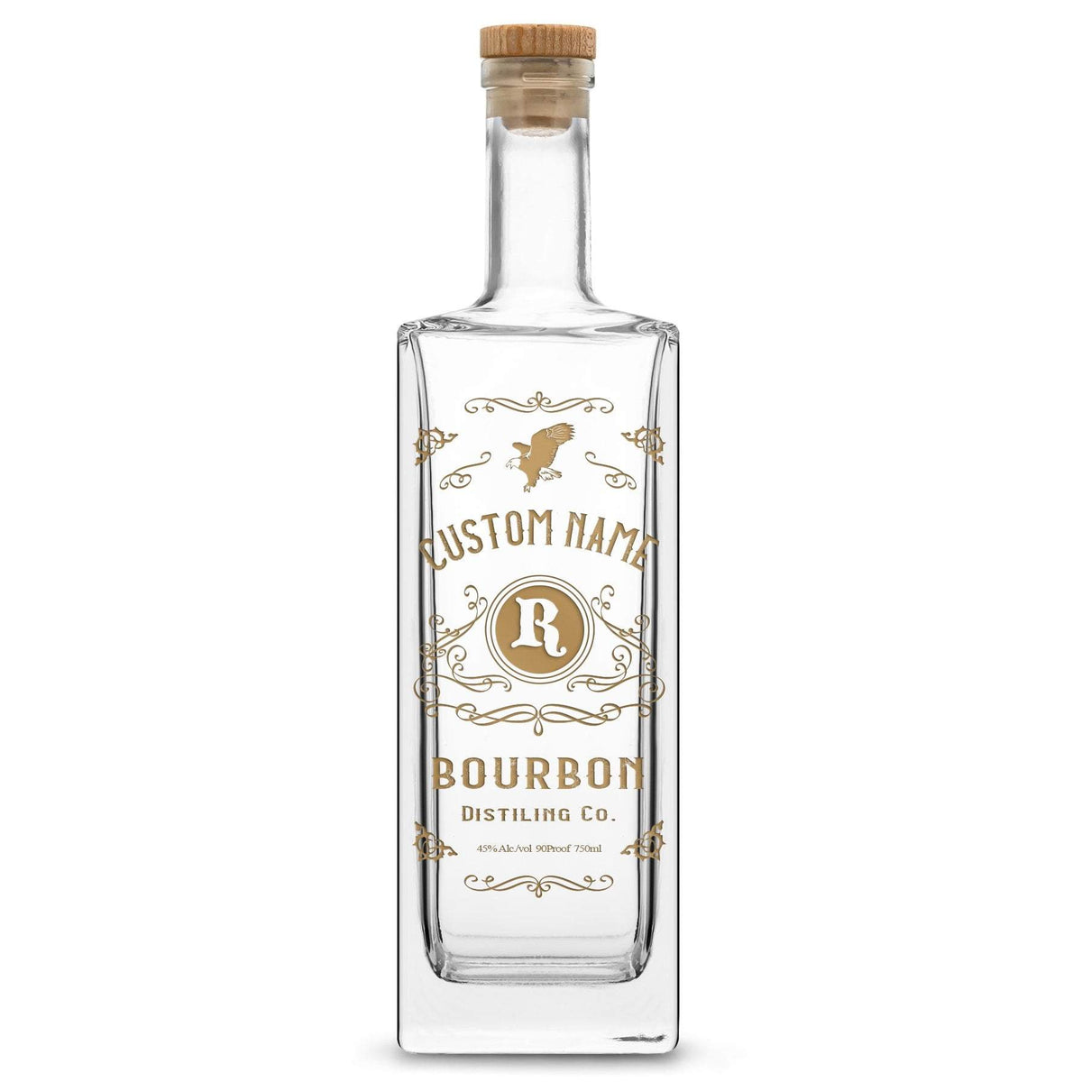 Integrity Bottles, Freedom Bourbon, Premium Refillable Liberty Hand Etched Gifts, Sand Carved, 750ml, Laser Etched or Hand Etched