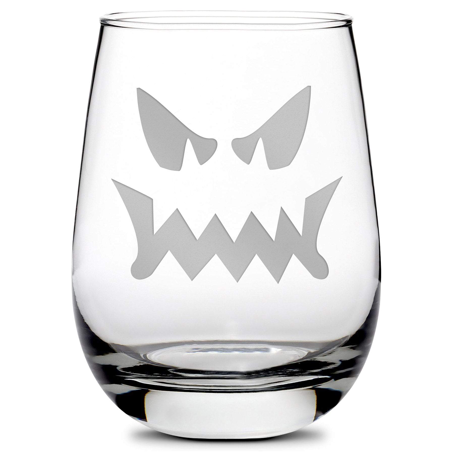 BarConic Halloween Jack O'Lantern Stemless Wine Glasses - Set of 4