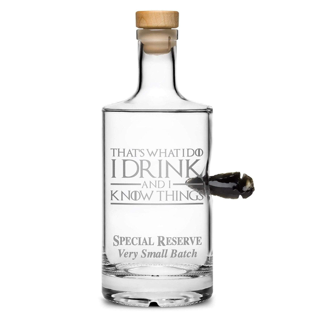 Limited Edition Game of Thrones Dragon Bottle, Obsidian Arrowhead, Thats What I Do I Drink and I Know Things Integrity Bottles