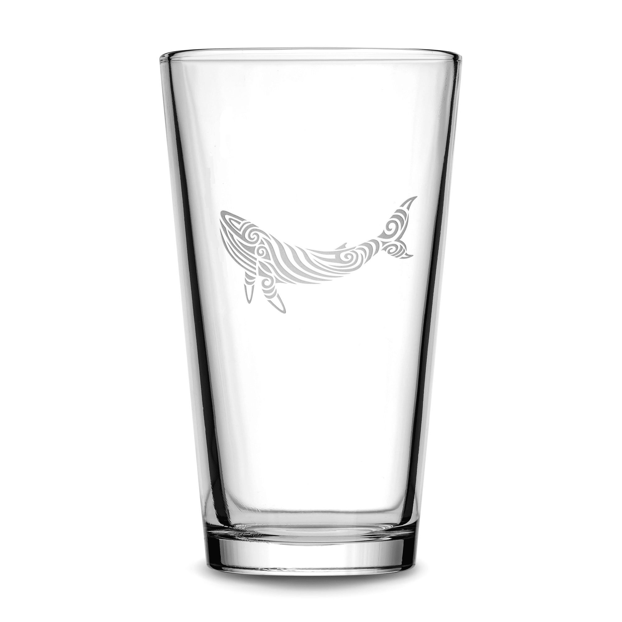 Premium Pint Glass, Whale Design, Deep Etched, 16oz by Integrity Bottles