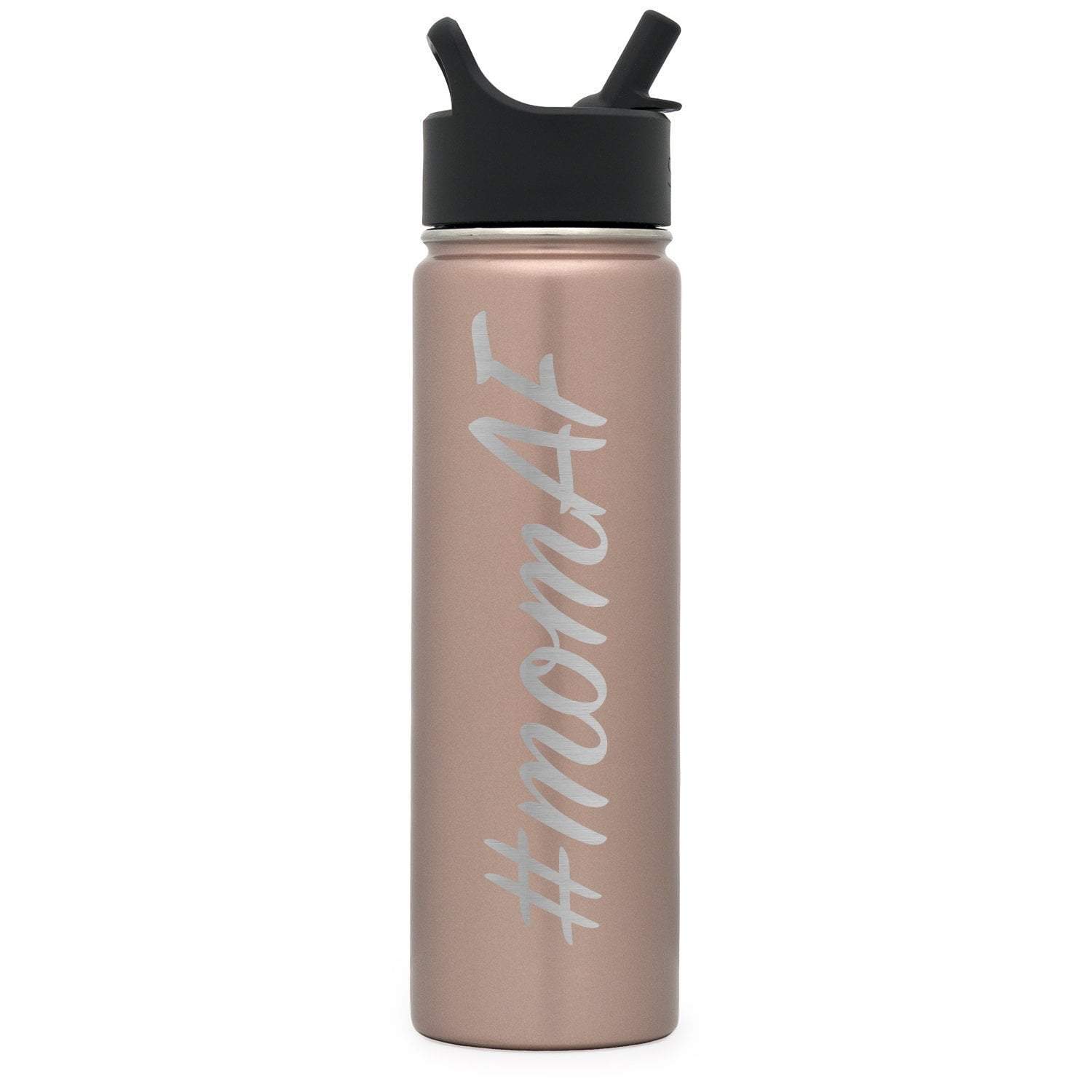 Premium Stainless Steel Water Bottle, #momAF Design, Extra Lid, 22oz (Rose Gold) Integrity Bottles