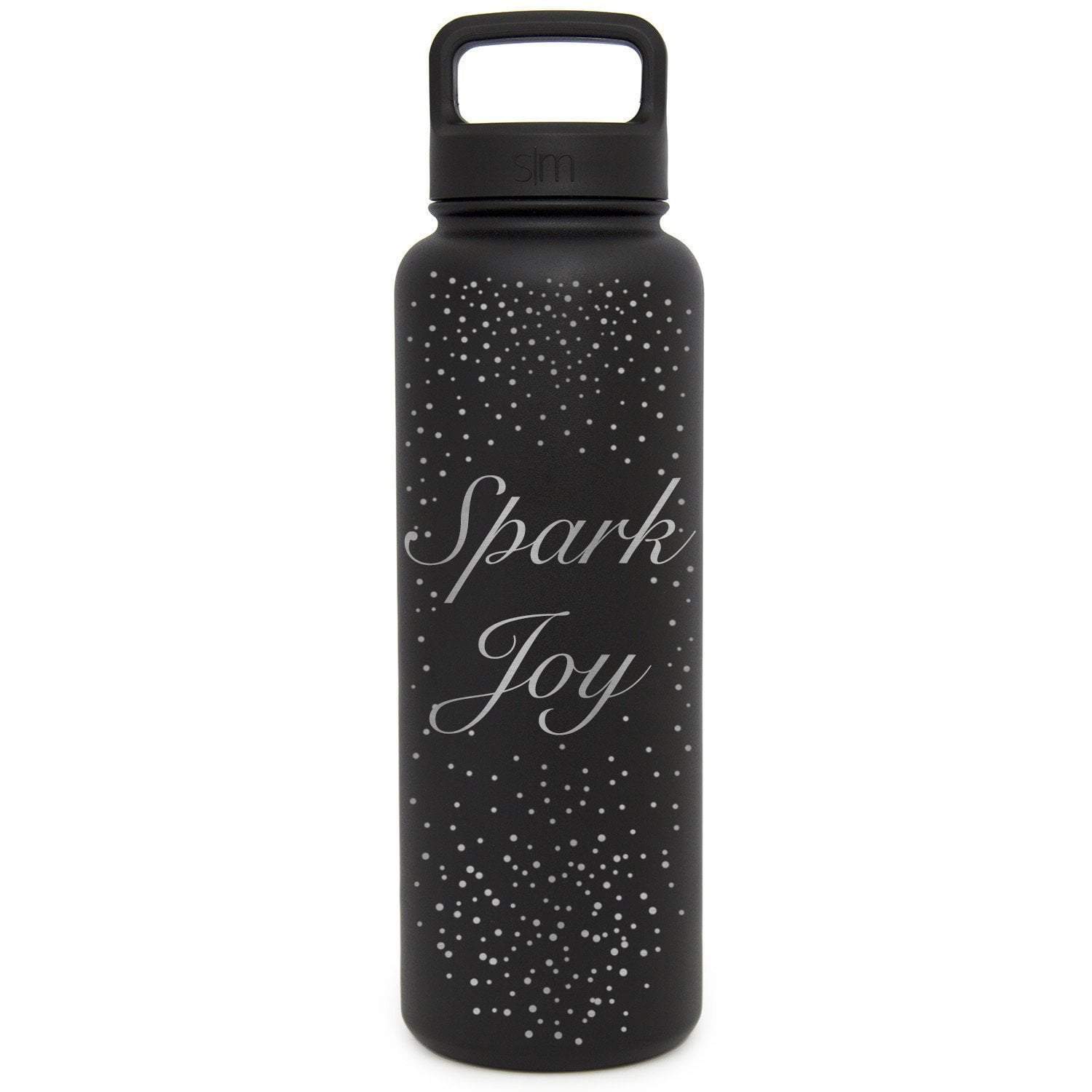 Premium Stainless Steel Water Bottle, Spark Joy Design, Extra Lid, 40oz (Midnight Black) Integrity Bottles