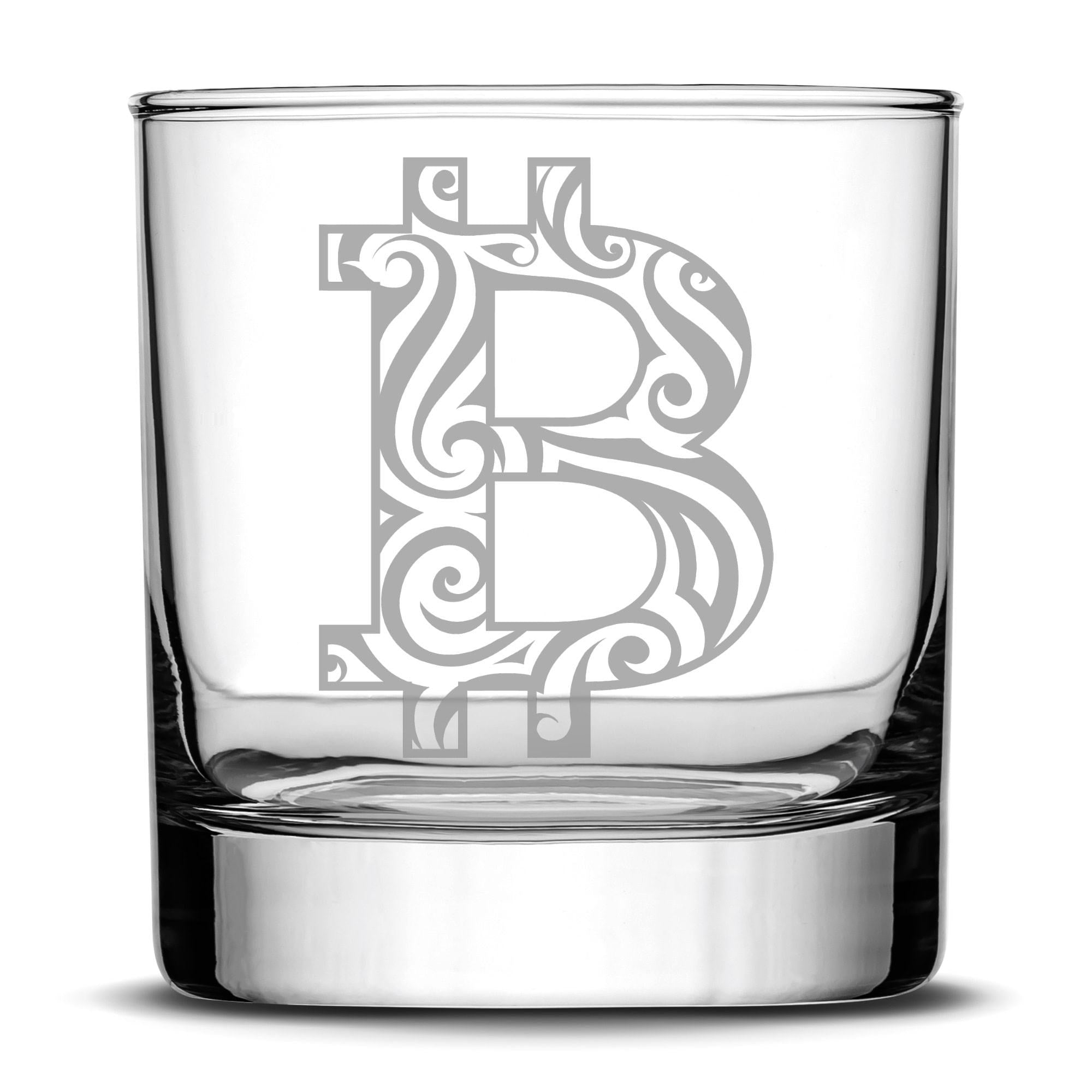 Premium Tribal Bitcoin Whiskey Glass, 10oz Deep Etched Rocks Glass, Made in USA by Integrity Bottles