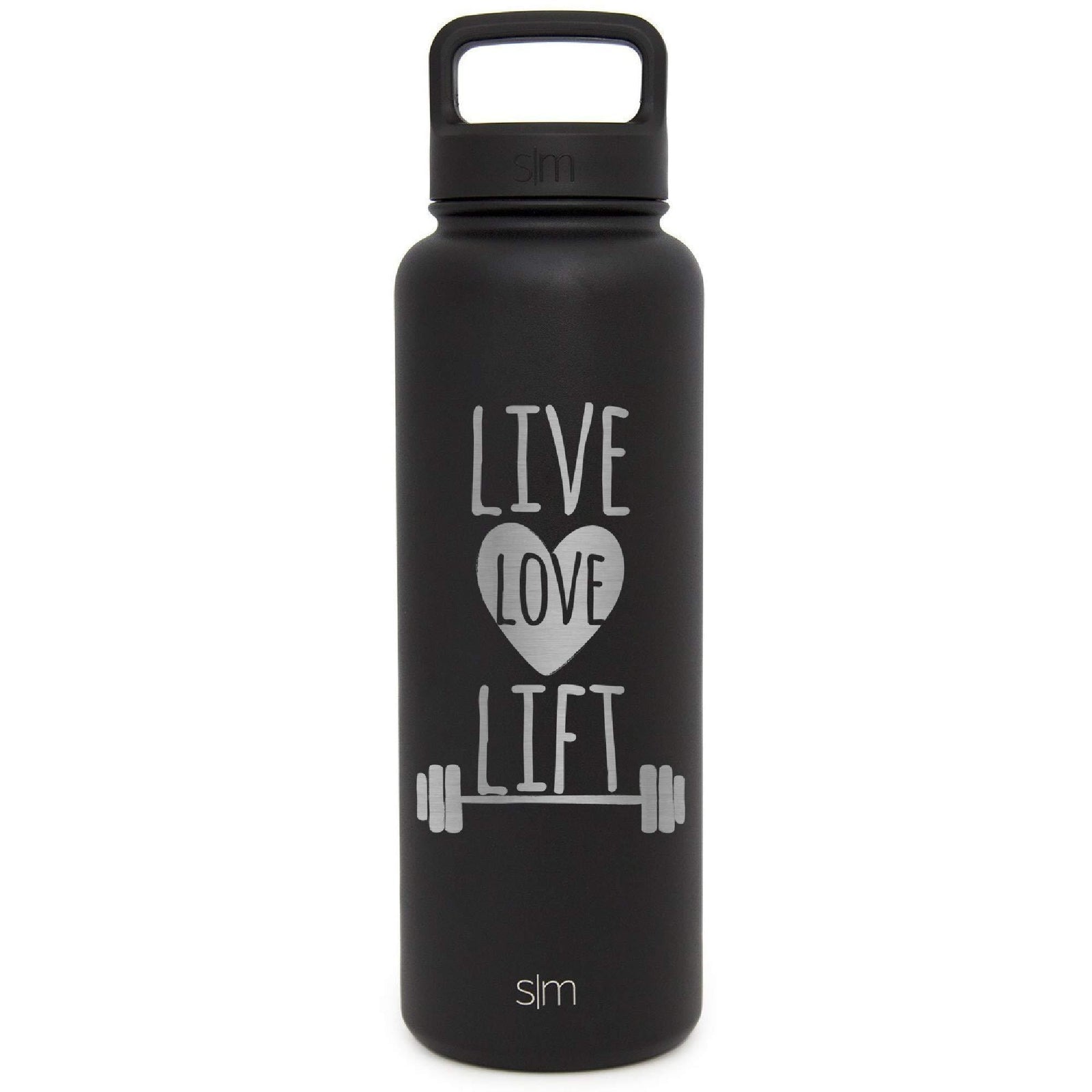  Premium Water Bottle, Live Love Lift Design, Extra Lid, Wide Mouth, Stainless Steel, Vacuum Insulated, Double Walled, Hot and Cold, 40 Ounce, Etched with Honor by Integrity Bottles (Midnight Black) by Integrity Bottles