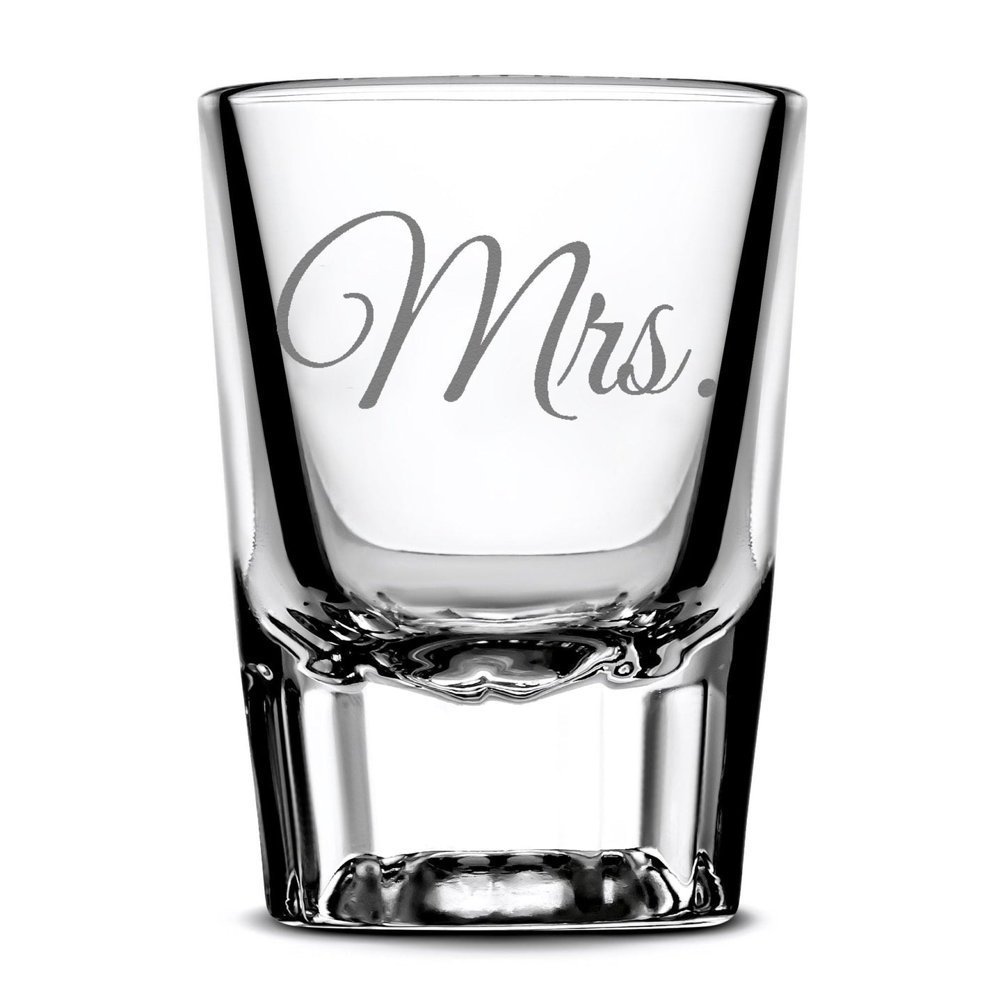 Premium Wedding Shot Glasses, Mr. and Mrs. Integrity Bottles