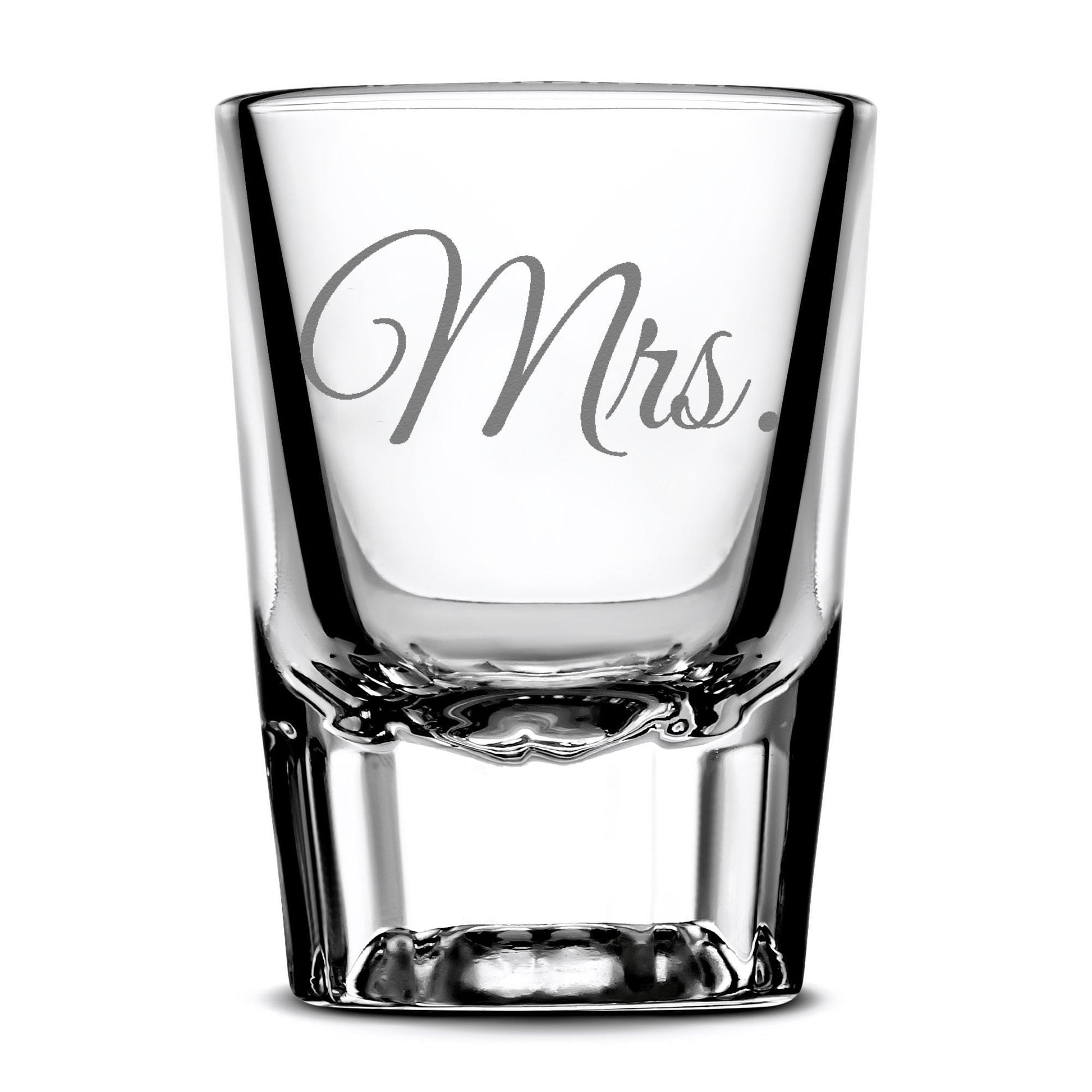 Premium Wedding Shot Glasses, Mr. and Mrs. Integrity Bottles