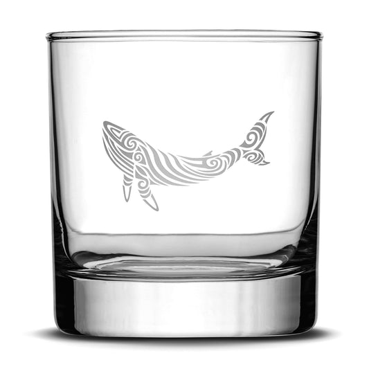 Premium Whiskey Glass, Whale Design, 10oz Integrity Bottles