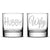 Premium Whiskey Glasses, Hubby and Wifey, Hand Etched 10oz Rocks Glasses, Made in USA, Highball Gifts, Set of 2, Sand Carved by Integrity Bottles
