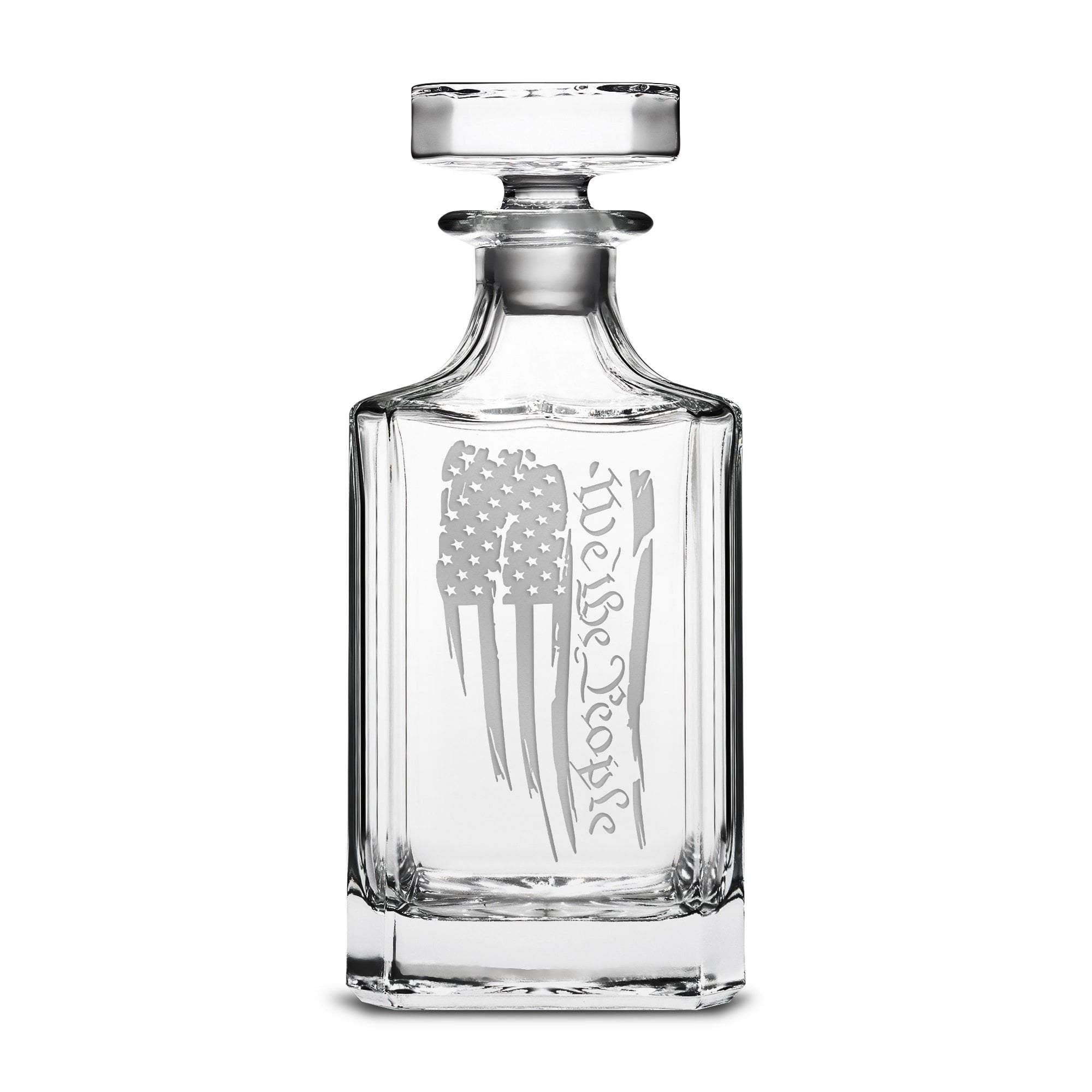 We The People Flag Refillable Diamond Decanter, 750mL, Laser Etched or Hand Etched