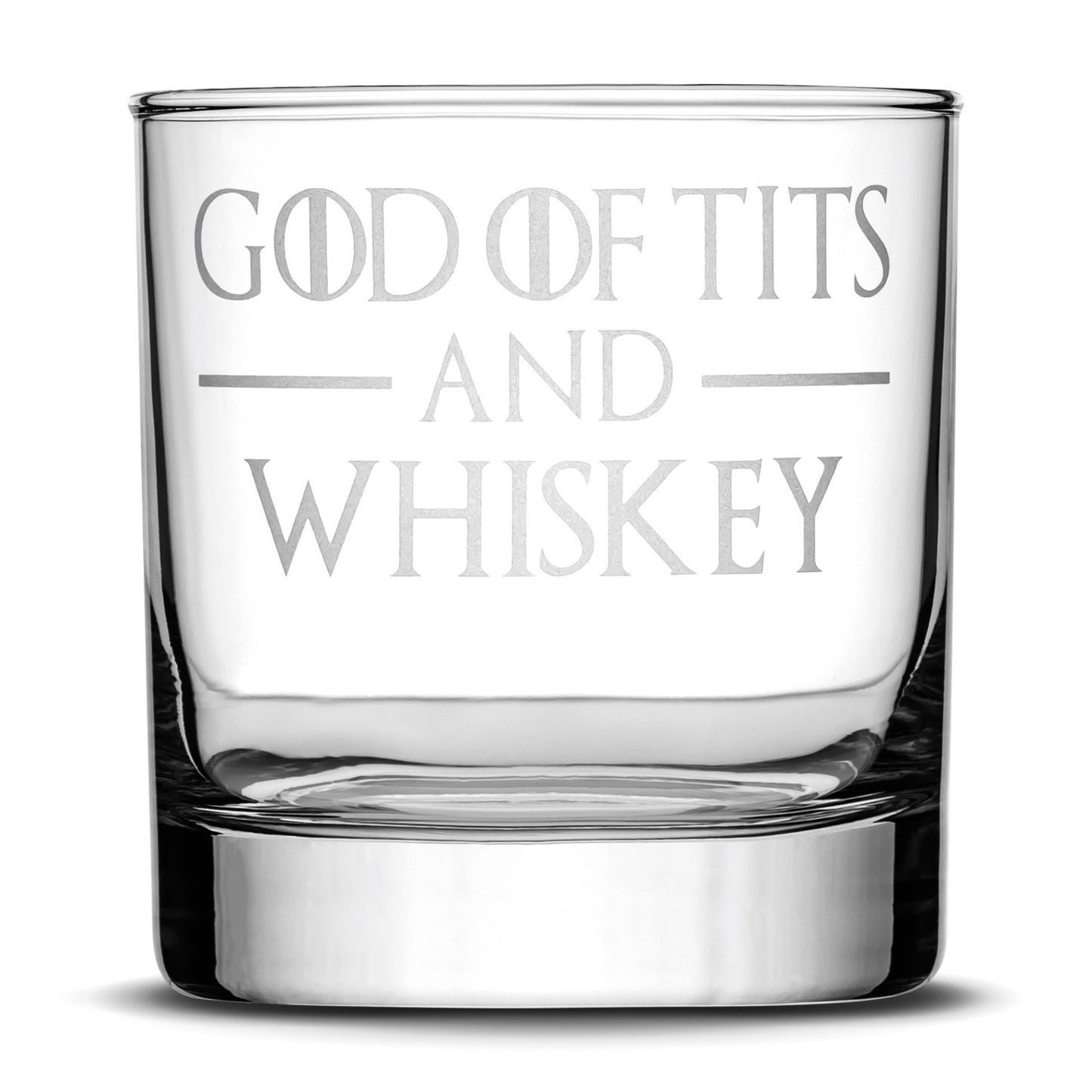 Set of 4, Premium Game of Thrones Whiskey Glasses, I Drink and I Know Things, Mother of Dragons, Hold the Door, God of Tits and Whiskey by Integrity Bottles