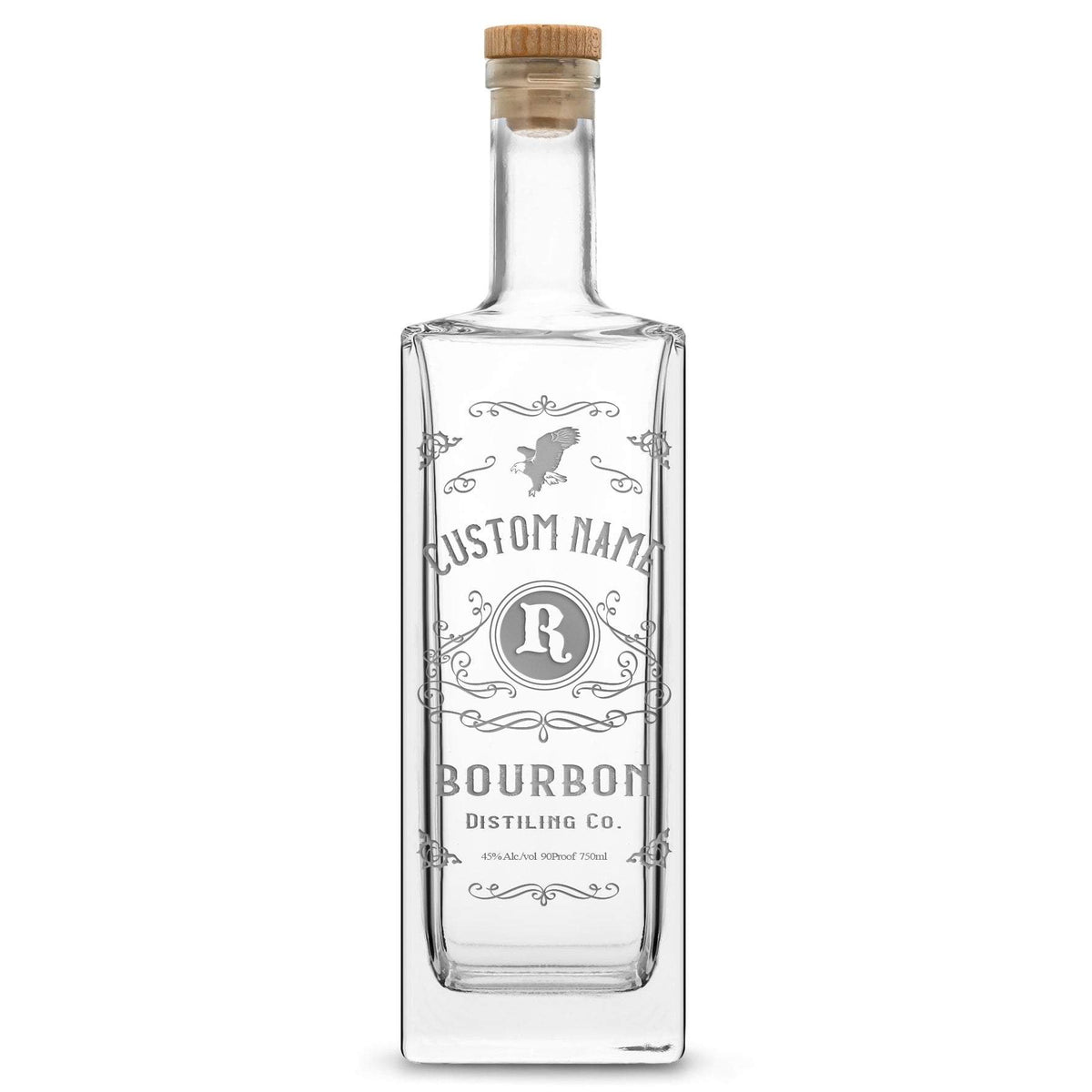 Integrity Bottles, Freedom Bourbon, Premium Refillable Liberty Hand Etched Gifts, Sand Carved, 750ml, Laser Etched or Hand Etched