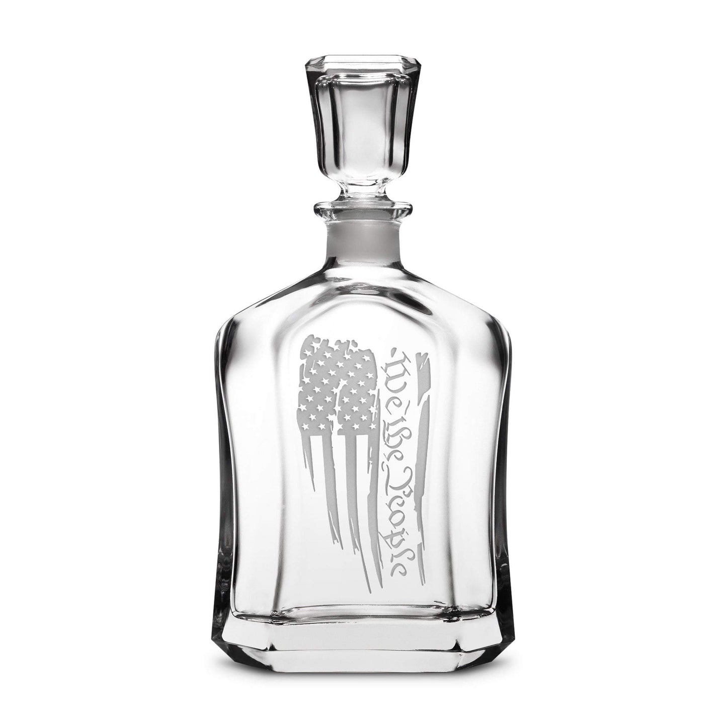 We The People Flag Refillable Capital Decanter, 750mL, Laser Etched or Hand Etched