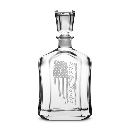 We The People Flag Refillable Capital Decanter, 750mL, Laser Etched or Hand Etched