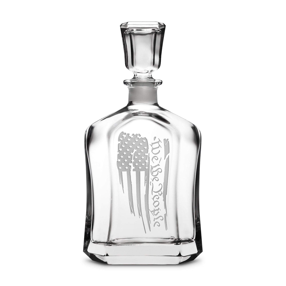 We The People Flag Refillable Capital Decanter, 750mL, Laser Etched or Hand Etched