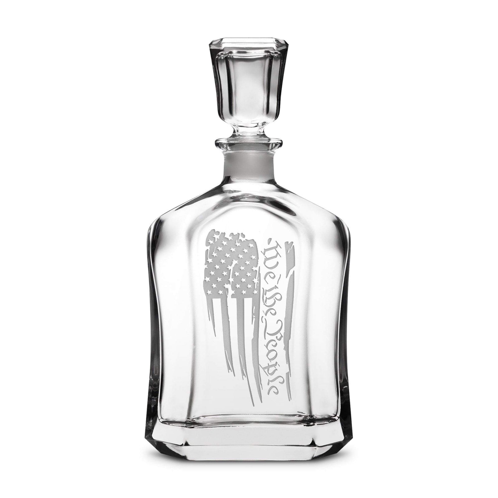 We The People Flag Refillable Capital Decanter, 750mL, Laser Etched or Hand Etched