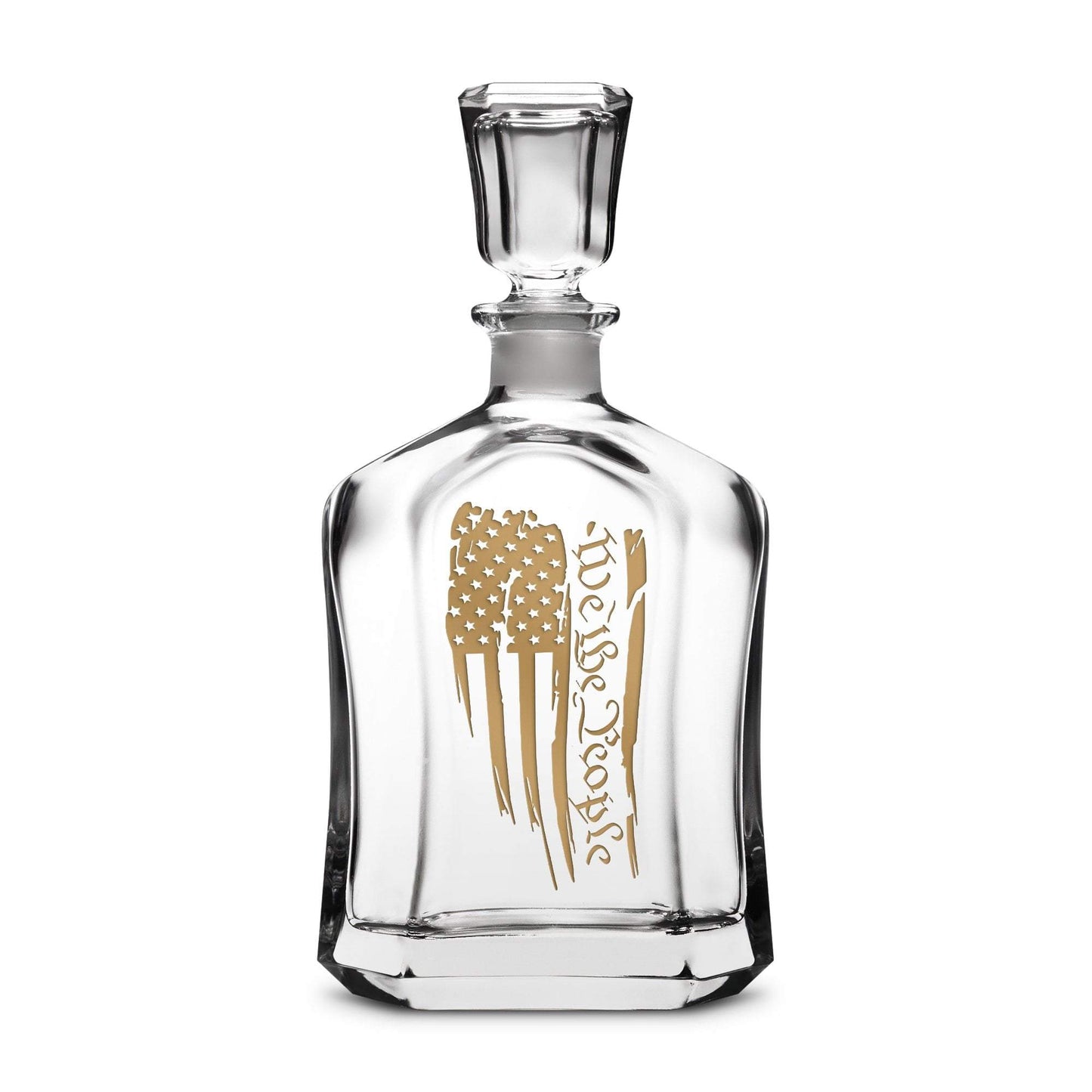 We The People Flag Refillable Capital Decanter, 750mL, Laser Etched or Hand Etched