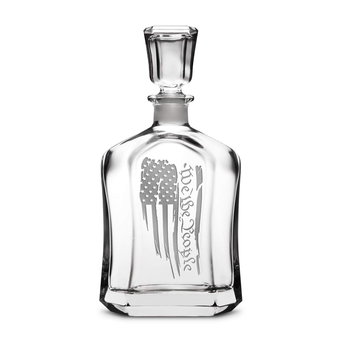 We The People Flag Refillable Capital Decanter, 750mL, Laser Etched or Hand Etched