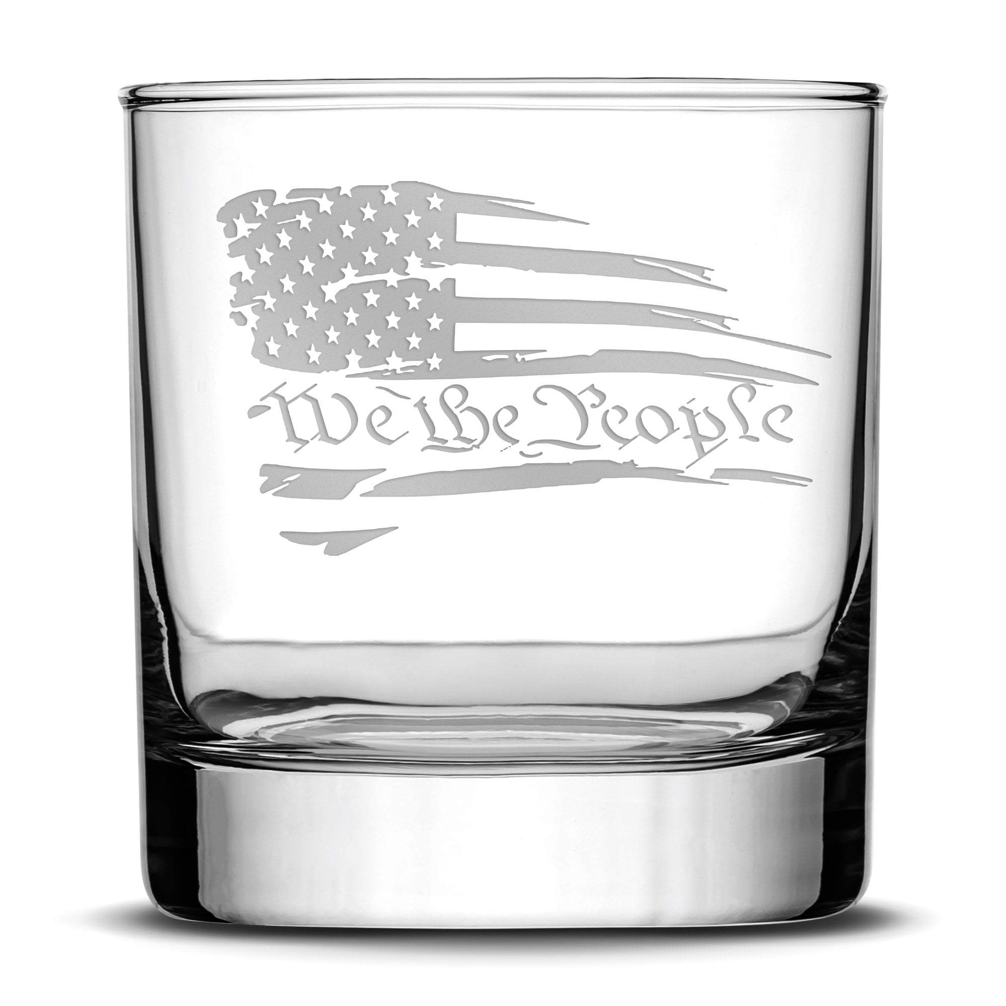 We The People Whiskey Rocks Glass, 11oz, Laser Etched or Hand Etched