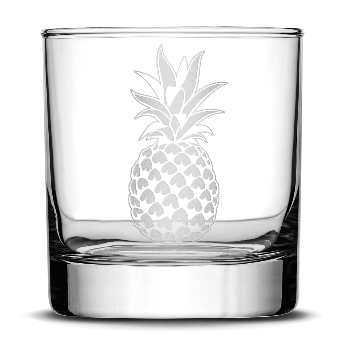 Whiskey Glass with Pineapple Design, Deep Etched by Integrity Bottles