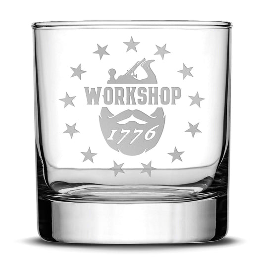 Workshop 1776 Whiskey Rocks Glass, 11oz, Laser Etched or Hand Etched